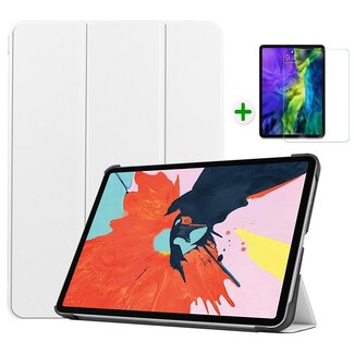 Case2go Case2go - Tablet Hoes & Screenprotector voor Apple iPad Air 2022 - 10.9 inch - Tri-Fold Book Case - Met Auto Sleep/Wake functie - Wit