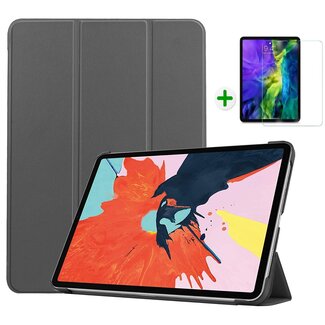 Case2go Case2go - Tablet Hoes & Screenprotector voor Apple iPad Air 2022 - 10.9 inch - Tri-Fold Book Case - Met Auto Sleep/Wake functie - Grijs