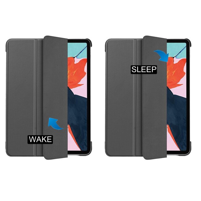 Case2go - Tablet Hoes & Screenprotector voor Apple iPad Air 2022 - 10.9 inch - Tri-Fold Book Case - Met Auto Sleep/Wake functie - Grijs