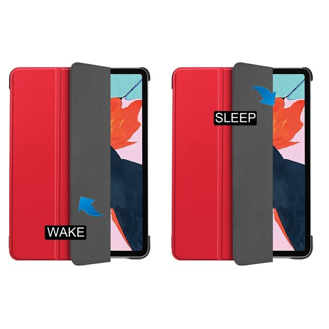 Case2go - Tablet Hoes & Screenprotector voor Apple iPad Air 2022 - 10.9 inch - Tri-Fold Book Case - Met Auto Sleep/Wake functie - Rood