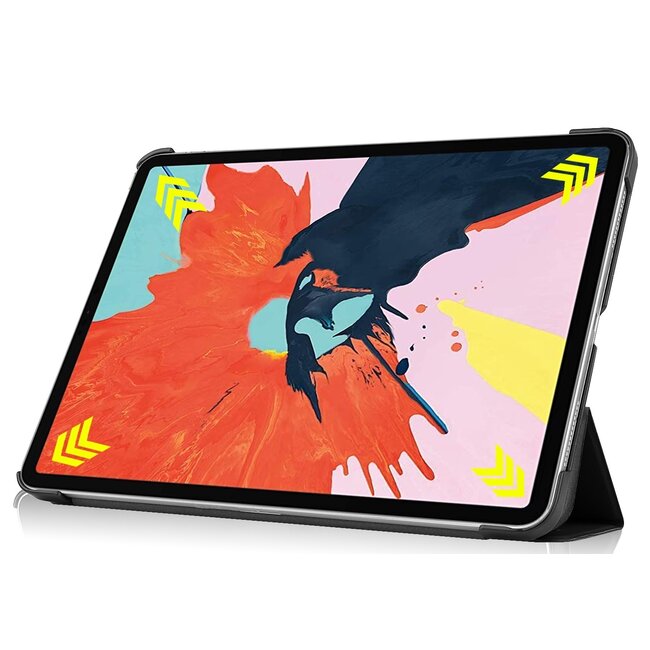 Case2go - Tablet Hoes & Screenprotector voor Apple iPad Air 2022 - 10.9 inch - Tri-Fold Book Case - Met Auto Sleep/Wake functie - Zwart
