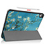 Case2go - Tablet Hoes geschikt voor Apple iPad Air 2022 - 10.9 inch - Tri-Fold Book Case - Apple Pencil Houder - Witte Bloesem
