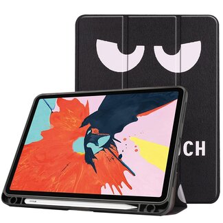 Case2go Case2go - Tablet Hoes geschikt voor Apple iPad Air 2022 - 10.9 inch - Tri-Fold Book Case - Apple Pencil Houder - Don't Touch Me