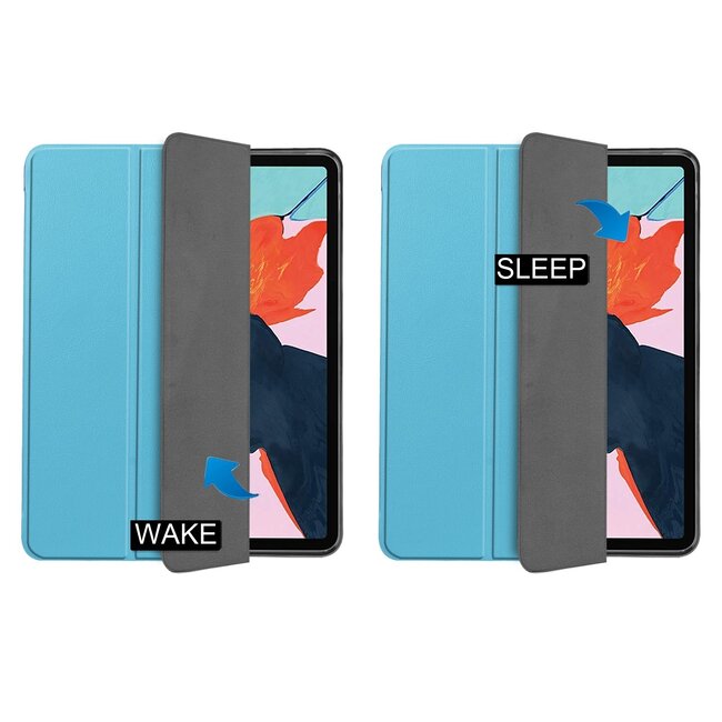 Case2go - Tablet Hoes geschikt voor Apple iPad Air 11 (2024) / Apple iPad Air 10.9 (2022) - Tri-Fold Book Case - Apple Pencil Houder - Licht Blauw