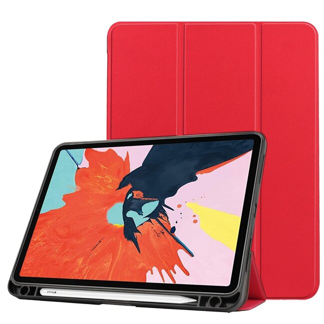 Case2go - Tablet Hoes geschikt voor Apple iPad Air 2022 - 10.9 inch - Tri-Fold Book Case - Apple Pencil Houder - Rood