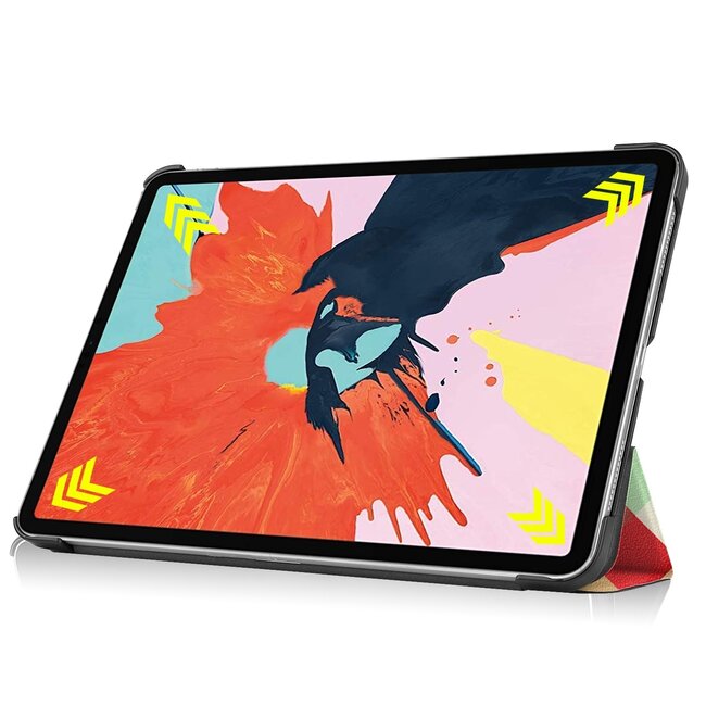 Case2go - Tablet hoes geschikt voor Apple iPad Air 11 (2024) / Apple iPad Air 10.9 (2022) - Tri fold Book Case - Met Auto Sleep/wake functie - Blocks