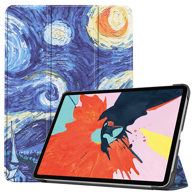 Case2go - Tablet hoes geschikt voor iPad Air 2022 - 10.9 Inch - Tri fold Book Case - Met Auto Sleep/wake functie - Sterrenhemel