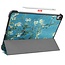 Case2go - Tablet hoes geschikt voor iPad Air 2022 - 10.9 Inch - Tri fold Book Case - Met Auto Sleep/wake functie - Witte Bloesem