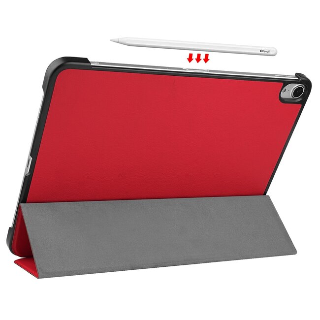 Case2go - Tablet hoes geschikt voor Apple iPad Air 11 (2024) / Apple iPad Air 10.9 (2022) - Tri fold Book Case - Met Auto Sleep/wake functie - Rood