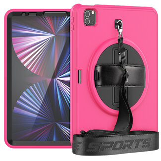 Case2go Case2go - Tablet hoes geschikt voor iPad Air 2022 - 10.9 Inch - Rugged Case met schouderband - Magenta