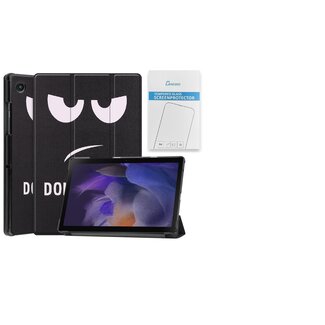 Case2go Tablet hoes & Screenprotector geschikt voor Samsung Galaxy Tab A8 - 10.5 Inch - Auto Wake/Sleep functie - Don't Touch Me