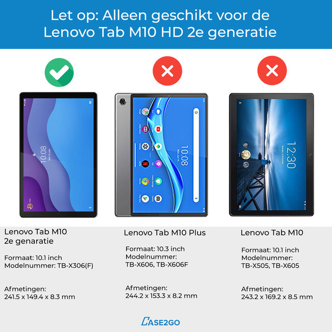Tablet hoes & 2-Pack Screenprotector geschikt voor Lenovo Tab M10 - 10.1 Inch - Auto Wake/Sleep functie - Don't touch me