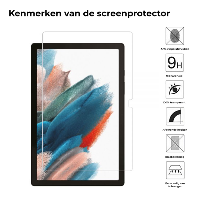 Tablet hoes & 2-Pack Screenprotector geschikt voor Samsung Galaxy Tab A8 - 10.5 Inch - Auto Wake/Sleep functie - Zwart