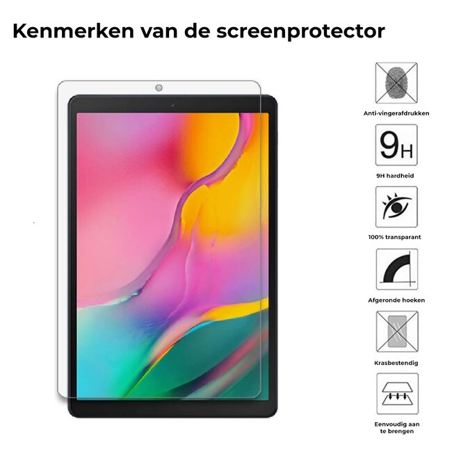 Tablet screenprotector geschikt voor Samsung Galaxy Tab A 10.1 (2019) - Case-friendly screenprotector - 2 stuks - Tempered Glass - Transparant
