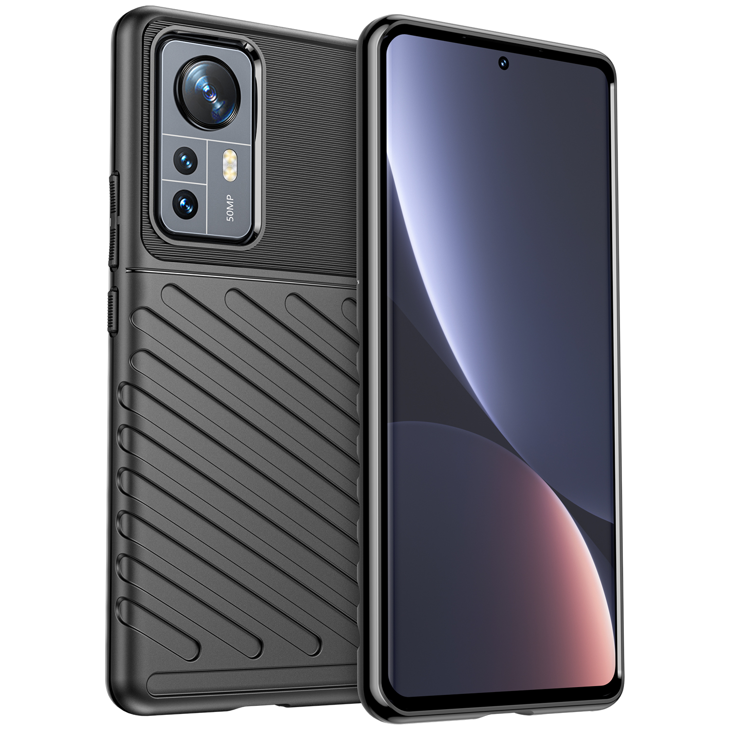 Hoesje voor Xiaomi 12 Pro - Back cover - Flexibel TPU - Schokbestendig - Zwart afbeelding