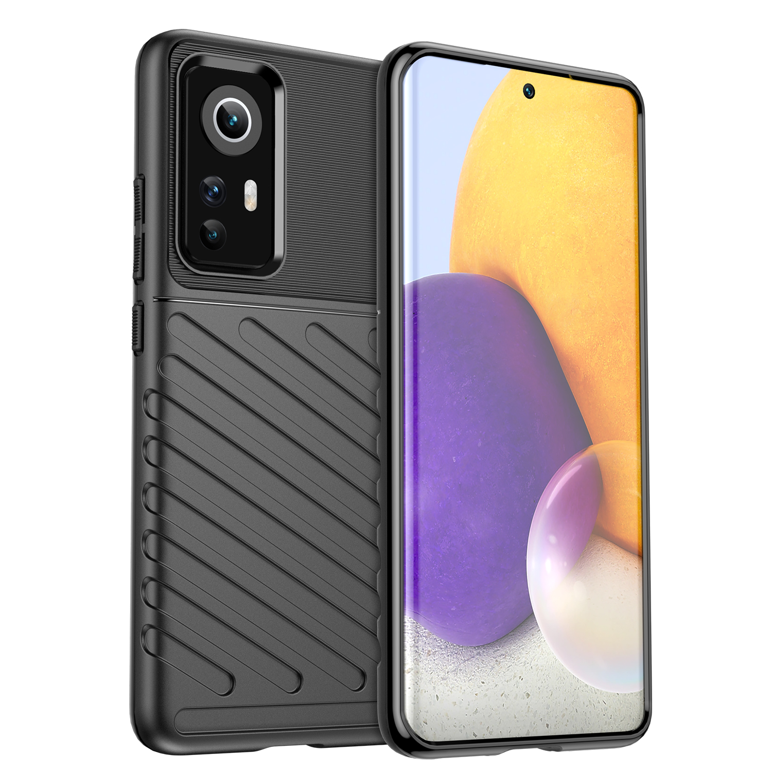 Hoesje voor Xiaomi 12 - Back cover - Flexibel TPU - Schokbestendig - Zwart afbeelding