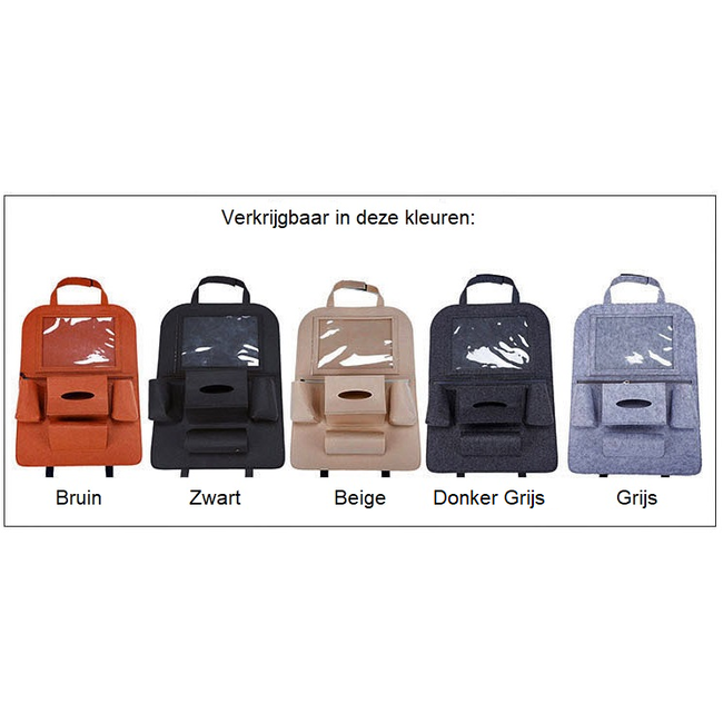 Case2go - Auto organizer met Tablet houder - Autostoel Organizer met telefoonhouder en bekerhouder auto - Licht Grijs