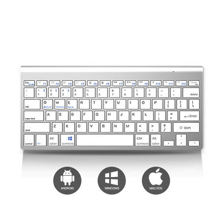 Case2go Mini Draadloos Toetsenbord - Oplaadbaar Bluetooth Keyboard - Wit