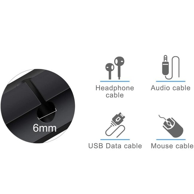 Kabel Organiser voor 1 Kabel - Kabelhouder met Plakstrip - Zelfklevende Kabelclips - Zwart