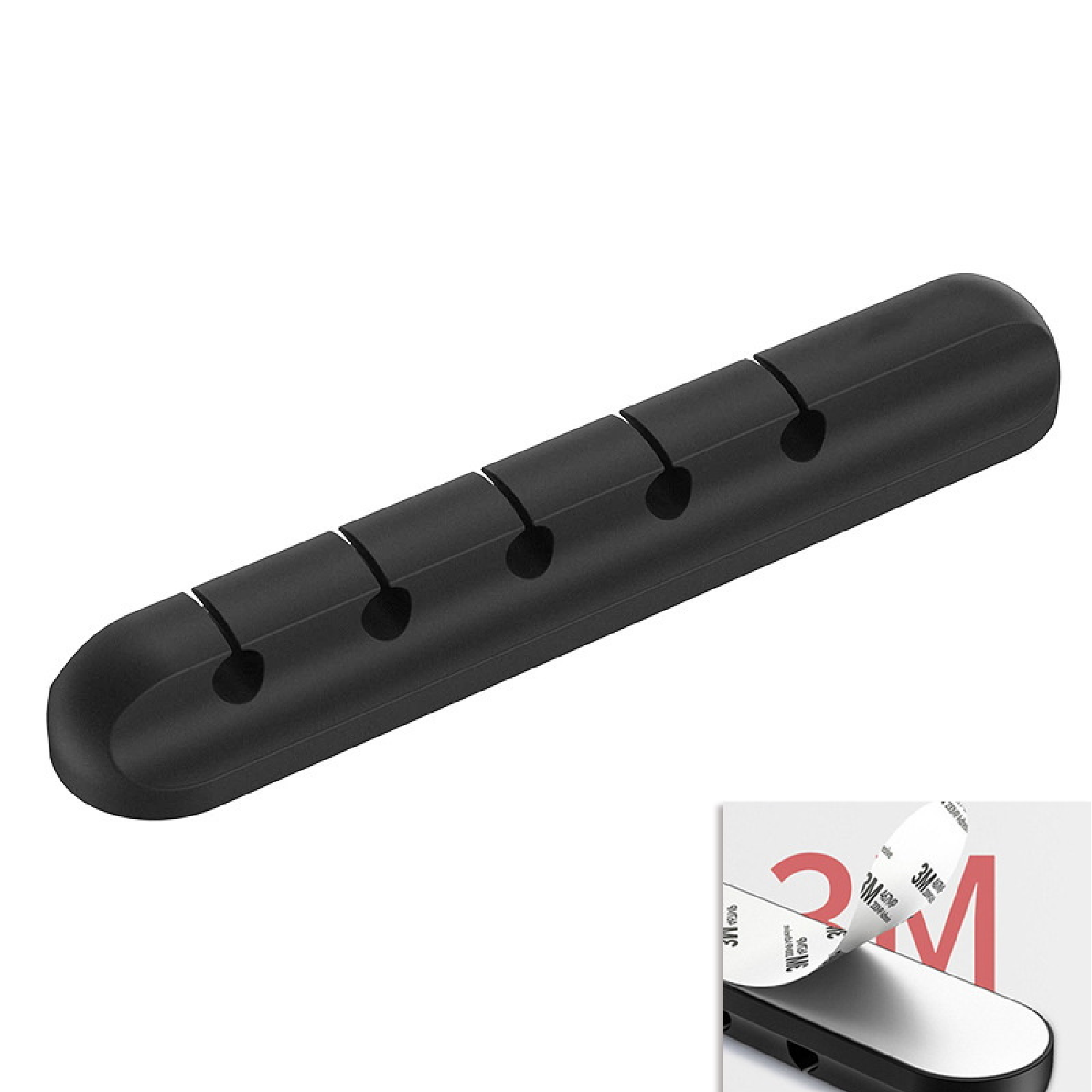 Kabel Organiser voor 5 Kabels - Kabelhouder met Plakstrip - Zelfklevende Kabelclips - Zwart afbeelding