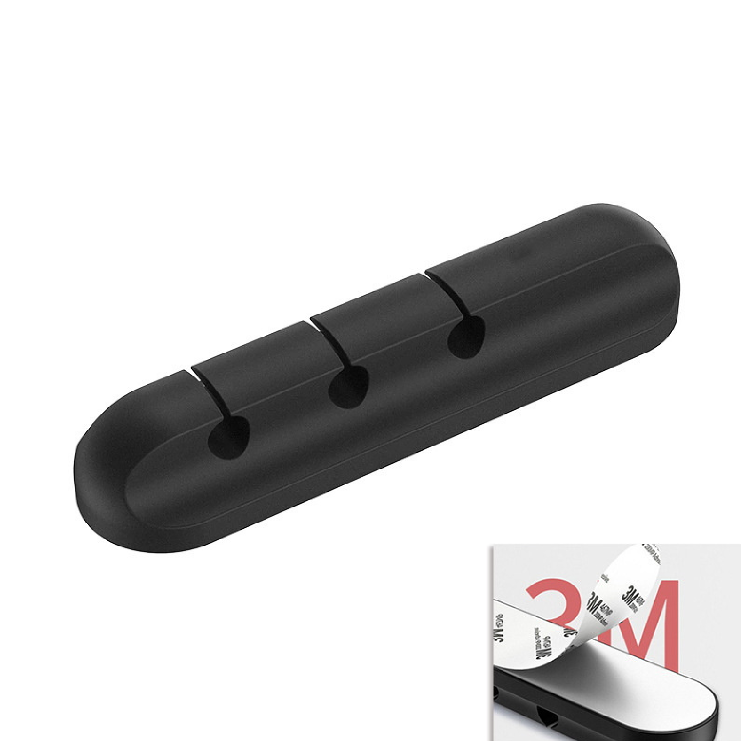 Kabel Organiser voor 3 Kabels - Kabelhouder met Plakstrip - Zelfklevende Kabelclips - Zwart afbeelding