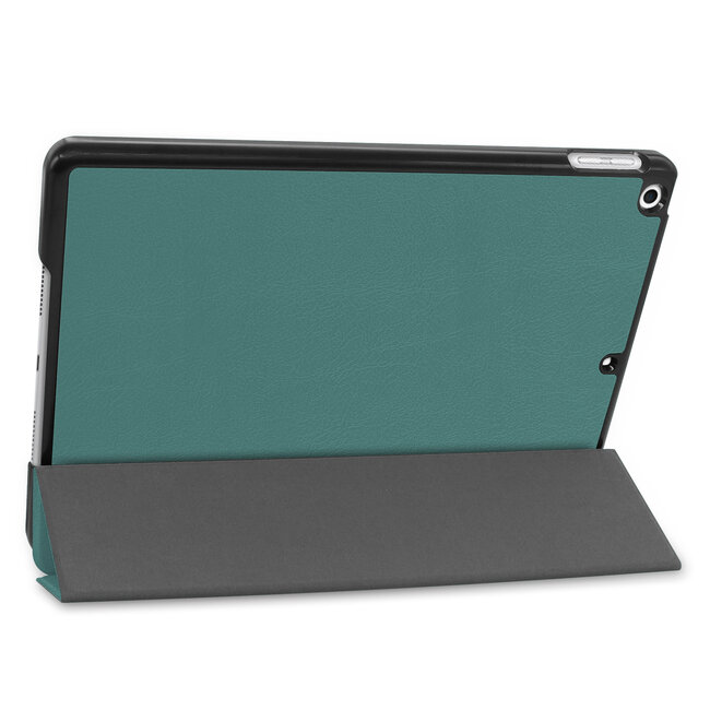 Tablet hoes geschikt voor Ipad 10.2 Inch 2019 / 2020 / 2021 - Tri-Fold Book Case met Apple Pencil houder + Screenprotector - Donker Groen