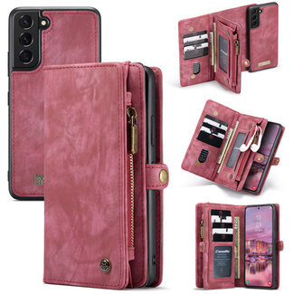 CaseMe CaseMe - Telefoonhoesje geschikt voor Samsung Galaxy S22 5G - 2 in 1 Book Case en Back Cover - Rood