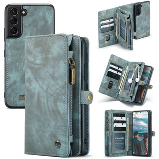 CaseMe CaseMe - Telefoonhoesje geschikt voor Samsung Galaxy S22 5G - 2 in 1 Book Case en Back Cover - Blauw