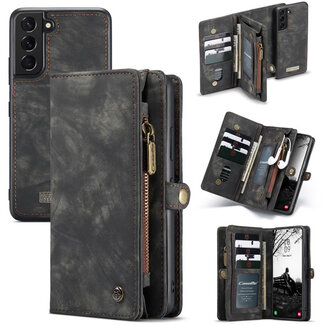 CaseMe CaseMe - Telefoonhoesje geschikt voor Samsung Galaxy S22 5G - 2 in 1 Book Case en Back Cover - Zwart