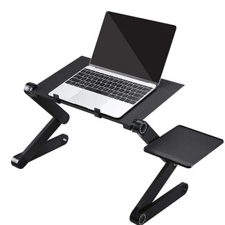 Case2go Laptoptafel geschikt tot 17,3 Inch - Bedtafel verstelbaar in hoogte - Laptop Standaard ideaal voor ergonomisch werken - laptopstandaard met muisplateau - Zwart