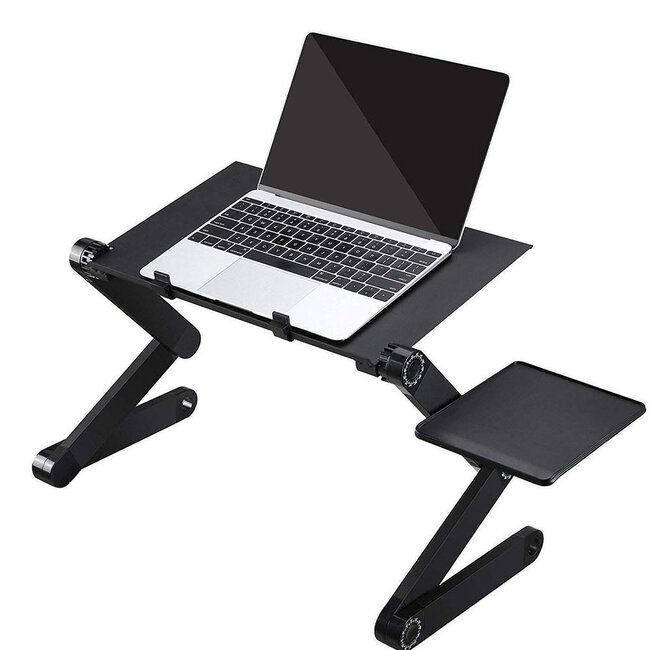 Laptoptafel geschikt tot 17,3 Inch - Bedtafel verstelbaar in hoogte - Laptop Standaard ideaal voor ergonomisch werken - laptopstandaard met muisplateau - Zwart