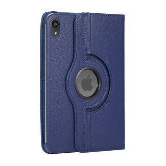 Case2go Case2go - Tablet hoes geschikt voor iPad Mini 6 (2021) - 8.3 Inch - Draaibare Book Case Cover - Donker Blauw