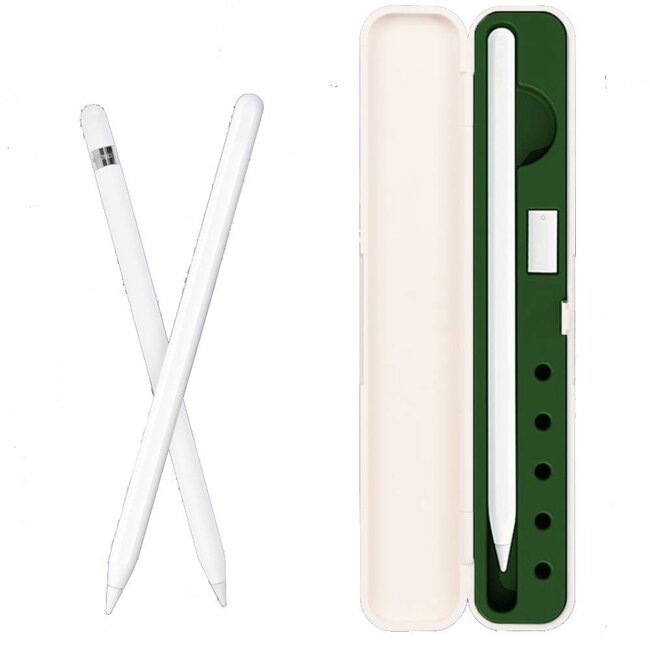 Stylus Pen Case geschikt voor Apple Pencil 1 en 2 - Apple Pencil Case - Groen/Wit