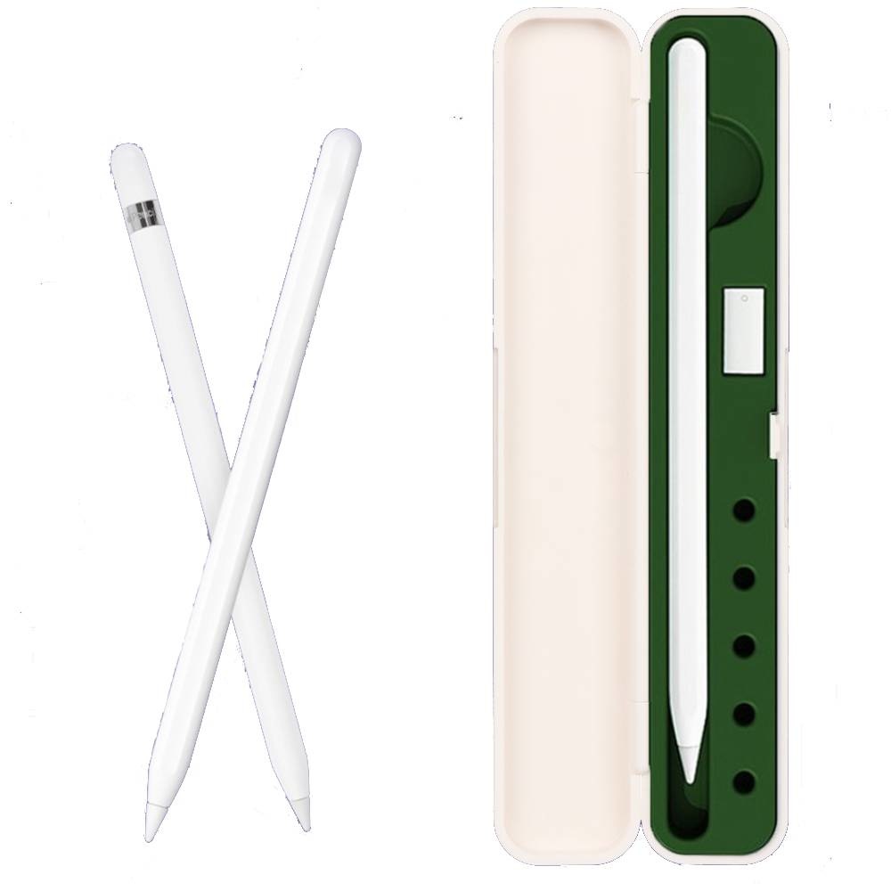Case2go Stylus Case geschikt voor Apple Pencil 1 en 2 - Apple Pencil Groen/Wit | Case2go.nl