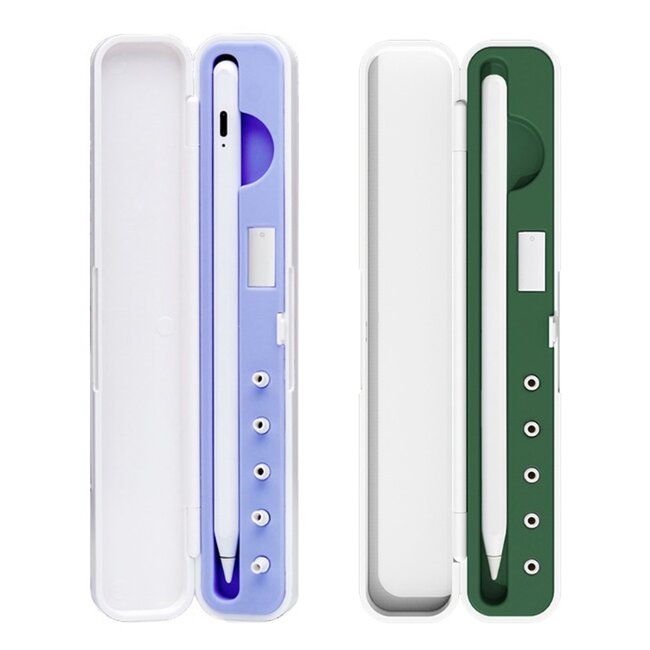 Stylus Pen Case geschikt voor Apple Pencil 1 en 2 - Apple Pencil Case - Groen/Wit