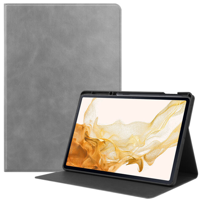 Case2go - Hoes geschikt voor Samsung Galaxy Tab S7 Plus (2020) - PU Leer Folio Book Case - Grijs