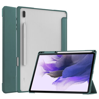 Case2go Case2go - Hoes geschikt voor Samsung Galaxy Tab S7 Plus (2020) Hoes - Tri-Fold Transparante Cover - Met Pencil Houder - Donker Groen
