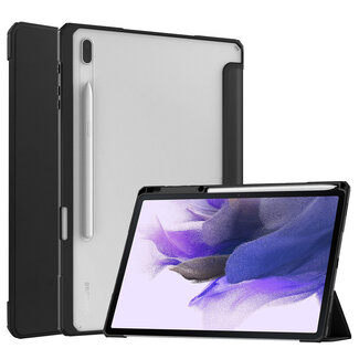 Case2go Case2go - Hoes compatibel met Samsung Galaxy Tab S7 Plus (2020) Hoes - Tri-Fold Transparante Cover - Met Pencil Houder - Zwart