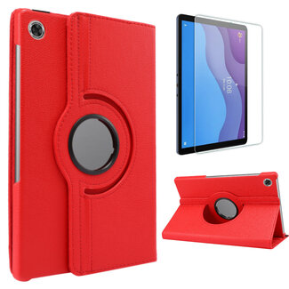 Case2go Case2go - Tablet hoes geschikt voor Lenovo Tab M10 HD - 2e Generatie - Draaibare Book Case Cover + Screenprotector - 10.1 Inch - Rood