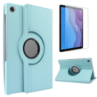 Case2go Case2go - Tablet hoes geschikt voor Lenovo Tab M10 HD - 2e Generatie - Draaibare Book Case Cover + Screenprotector - 10.1 Inch - Licht Blauw