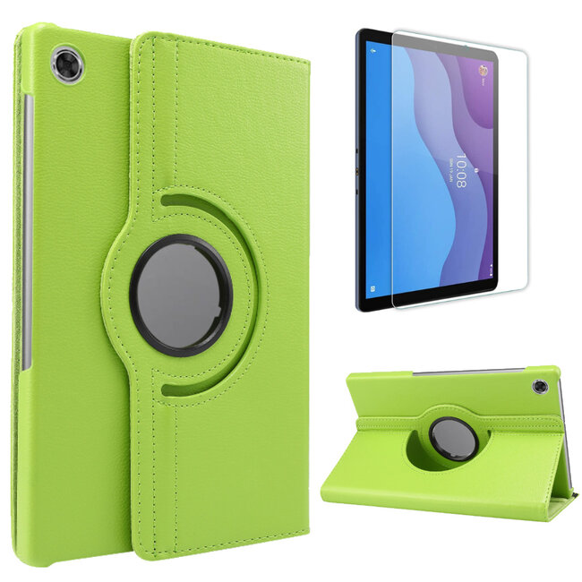 Case2go - Tablet hoes geschikt voor Lenovo Tab M10 HD - 2e Generatie - Draaibare Book Case Cover + Screenprotector - 10.1 Inch - Groen