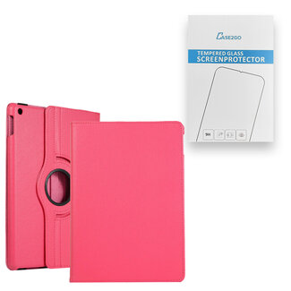 Case2go Case2go - Tablet hoes geschikt voor iPad 10.2 inch 2019 / 2020 / 2021 - Draaibare Book Case + Screenprotector - Magenta