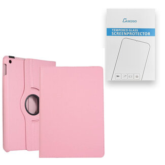 Case2go Case2go - Tablet hoes geschikt voor iPad 10.2 inch 2019 / 2020 / 2021 - Draaibare Book Case + Screenprotector - Roze