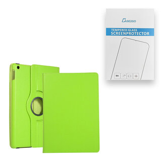 Case2go Case2go - Tablet hoes geschikt voor iPad 10.2 inch 2019 / 2020 / 2021 - Draaibare Book Case + Screenprotector - Groen