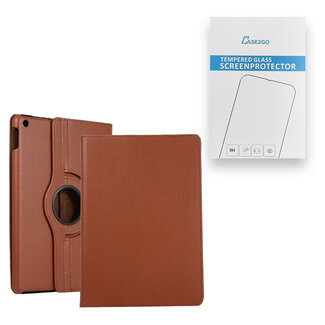 Case2go Case2go - Tablet hoes geschikt voor iPad 10.2 inch 2019 / 2020 / 2021 - Draaibare Book Case + Screenprotector - Bruin