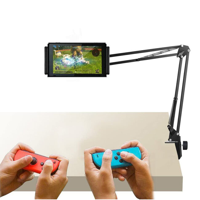 Case2go - Tablet Houder / Telefoonhouder voor bureau - Geschikt voor Tablet, Telefoon en Nintendo Switch - 360 graden verstelbaar - Zwart