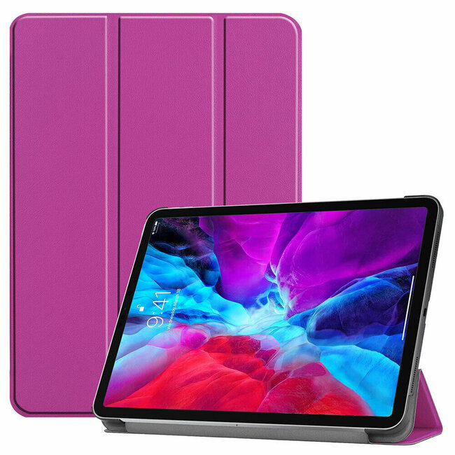 Tablet hoes geschikt voor iPad Pro 12.9 (2020) - Tri-Fold Book Case - Paars