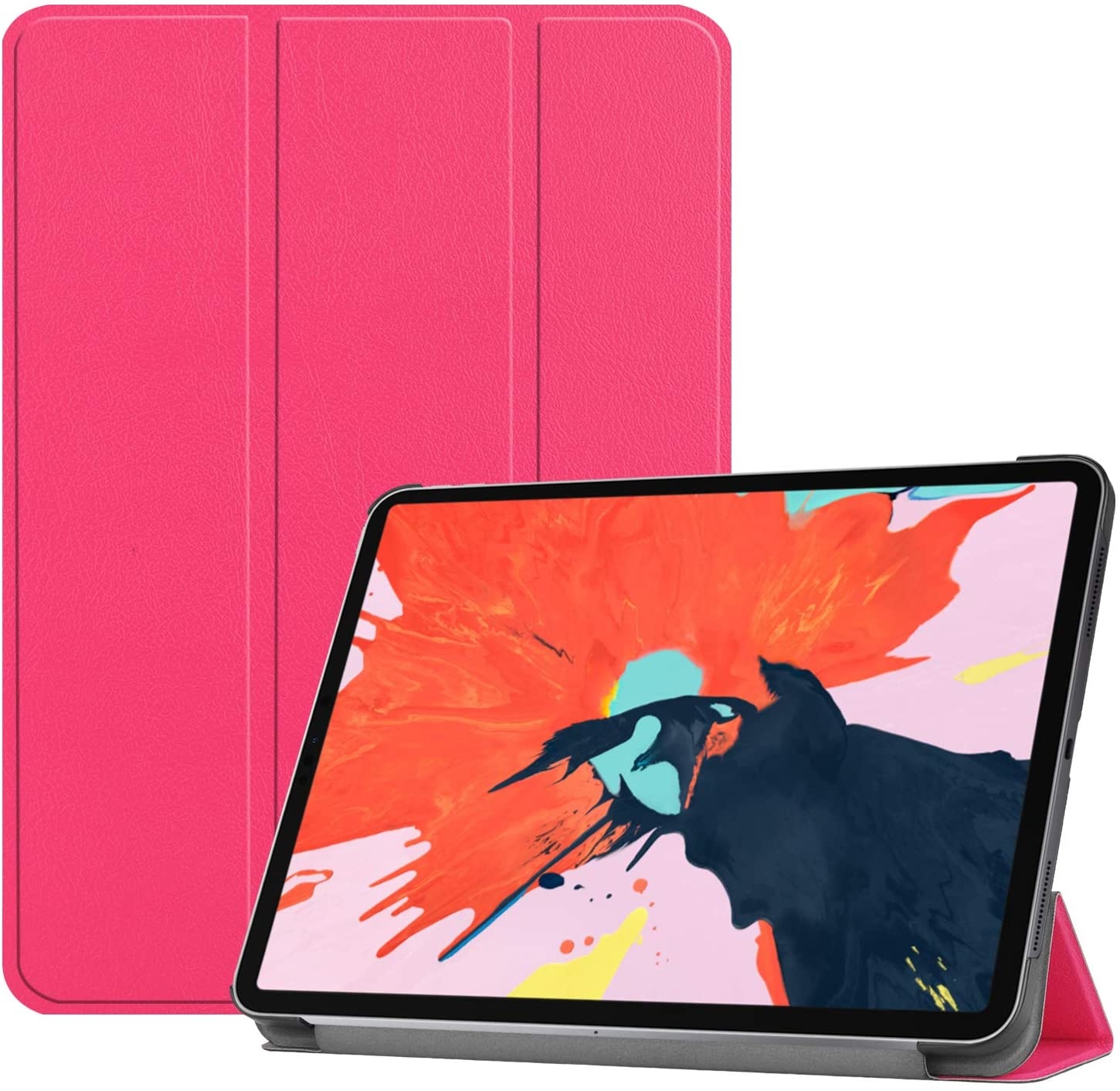 Tablet hoes geschikt voor iPad Pro 12.9 (2020) - Tri-Fold Book Case - Magenta afbeelding