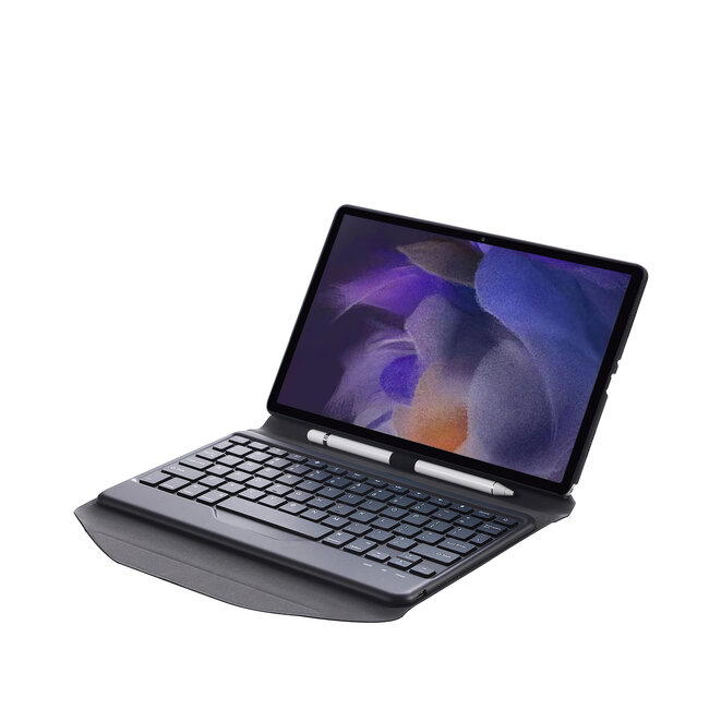 Case2go - Tablet Toetsenbord Hoes geschikt voor Samsung Galaxy Tab A8 (2021) 10.5 Inch - Bluetooth Toetsenbord Case met Stylus Pen Houder - Zwart