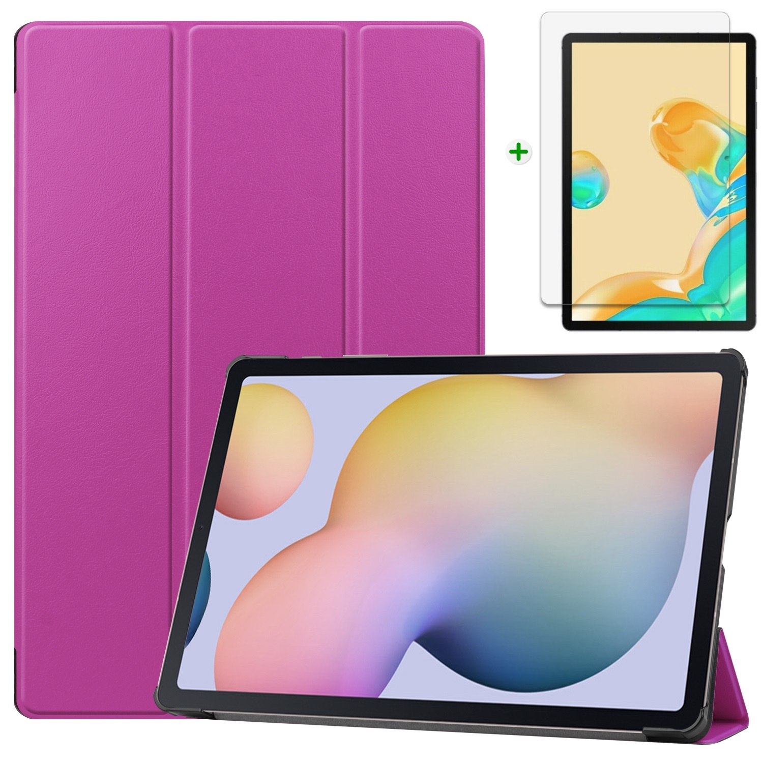 Samsung Galaxy Tab S7 FE Hoes en Screenprotector - 12.4 inch - Tablet hoes en Screenprotector  - Paars afbeelding